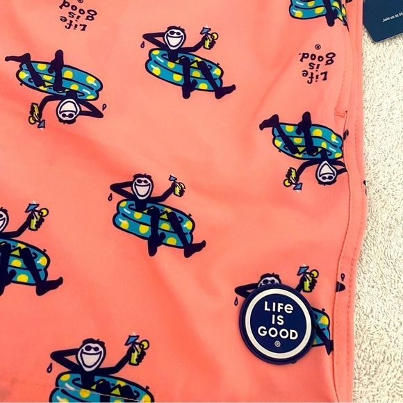 LIFE IS GOOD Mens Coral Jake Pool Party Swimming Trunks Size Small UPF 50+ NWT - Picture 2 of 7